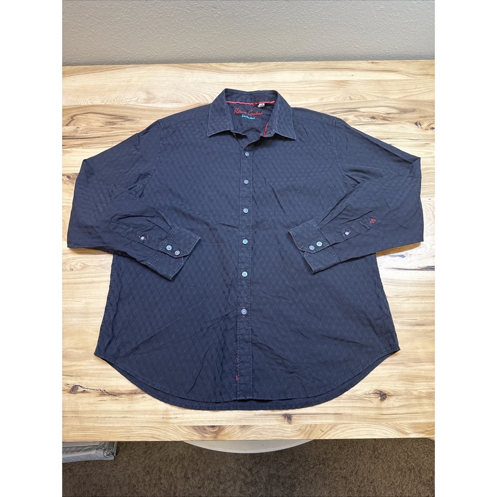 Robert Graham Exclusive Shirt Mens 2XL Black Long Sleeve Flip Cuff Button Up